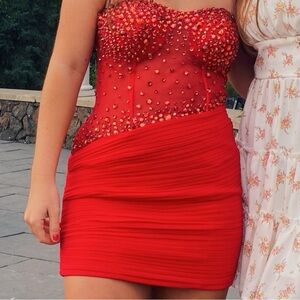 Jovani Red Mini Dress with Crystals Size 4 party birthday homecoming event